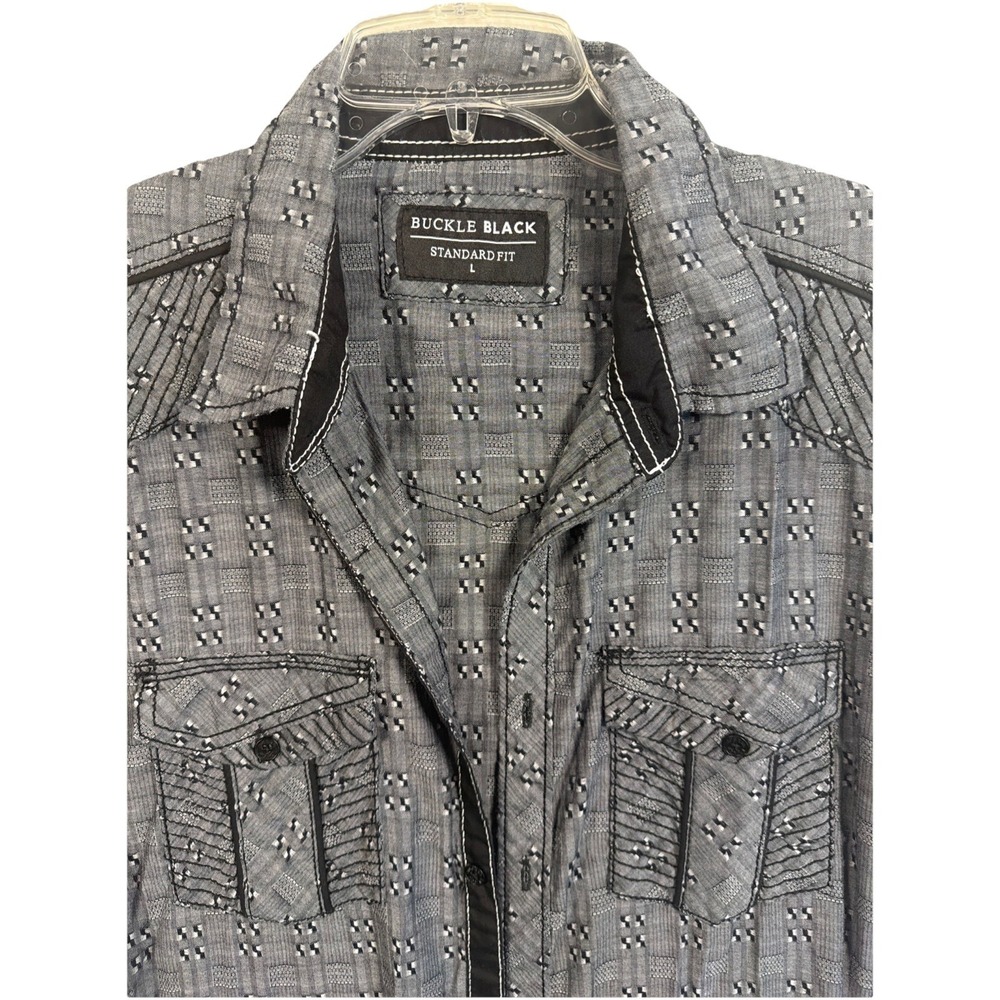 Buckle Men's Shirt, Large, Short Sleeve Button Up , Standard Fit